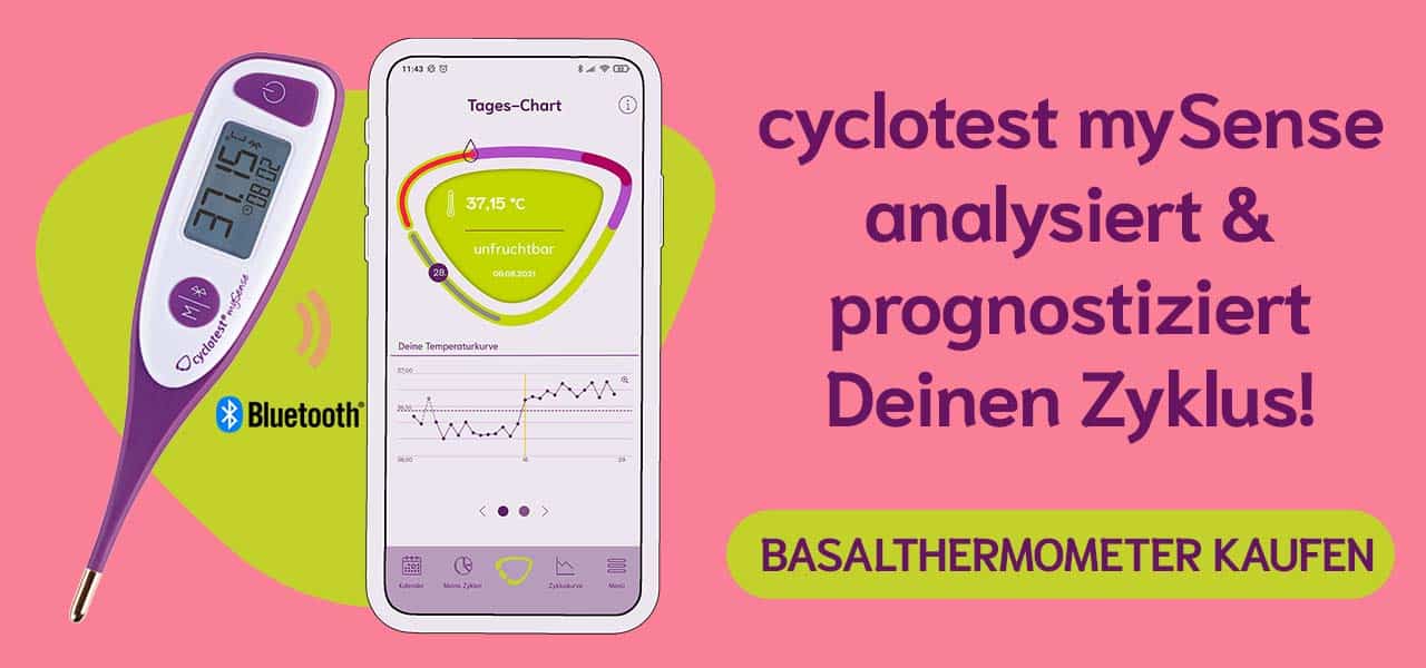 Banner: cyclotest mySense analysiert & prognostiziert Deinen Zyklus!